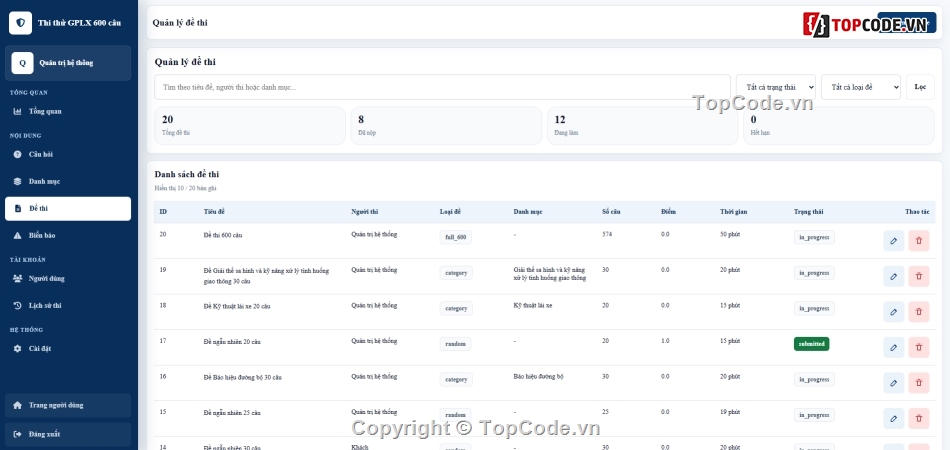 web app,ô tô,thi thử